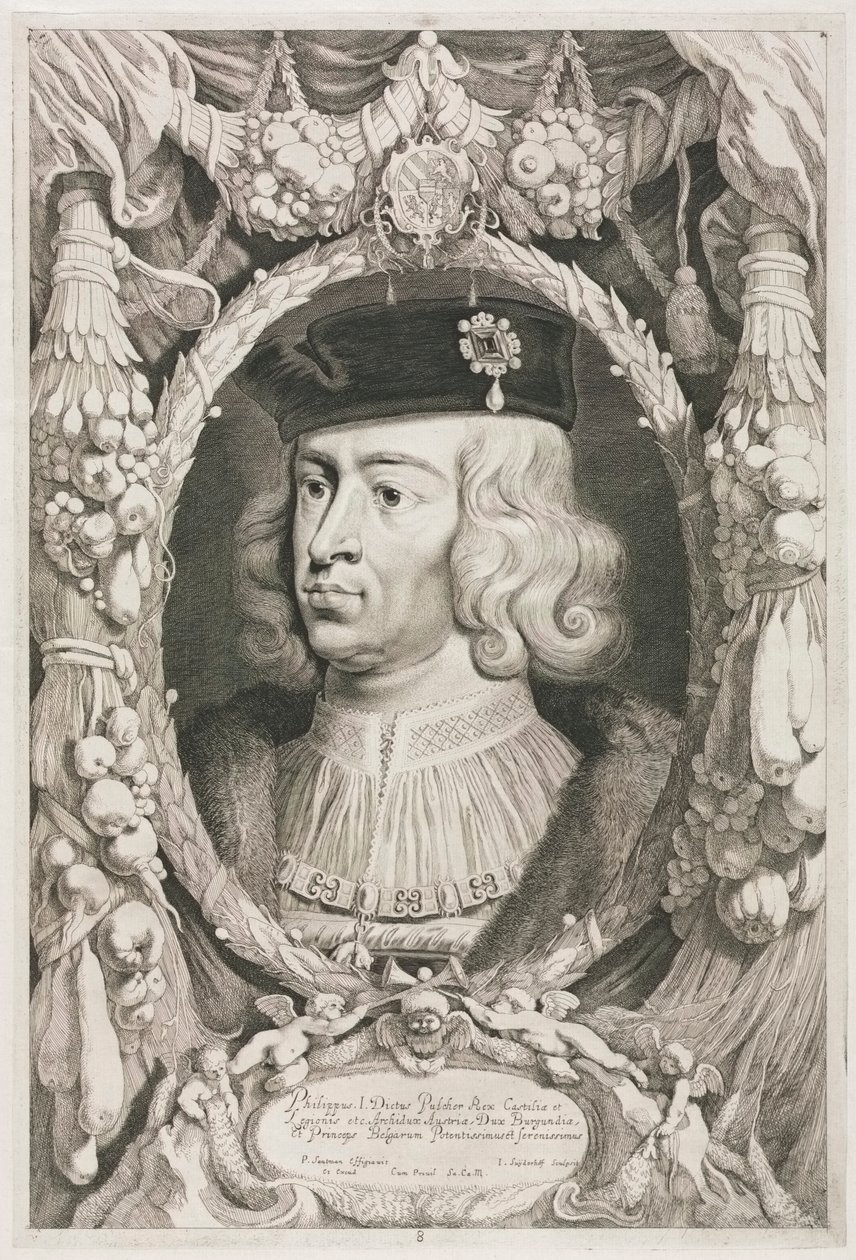 Hertigarna av Bourgogne: Nr 8. Porträtt av Philippe I, den stilige av Kastilien. av Jonas Suyderhoef
