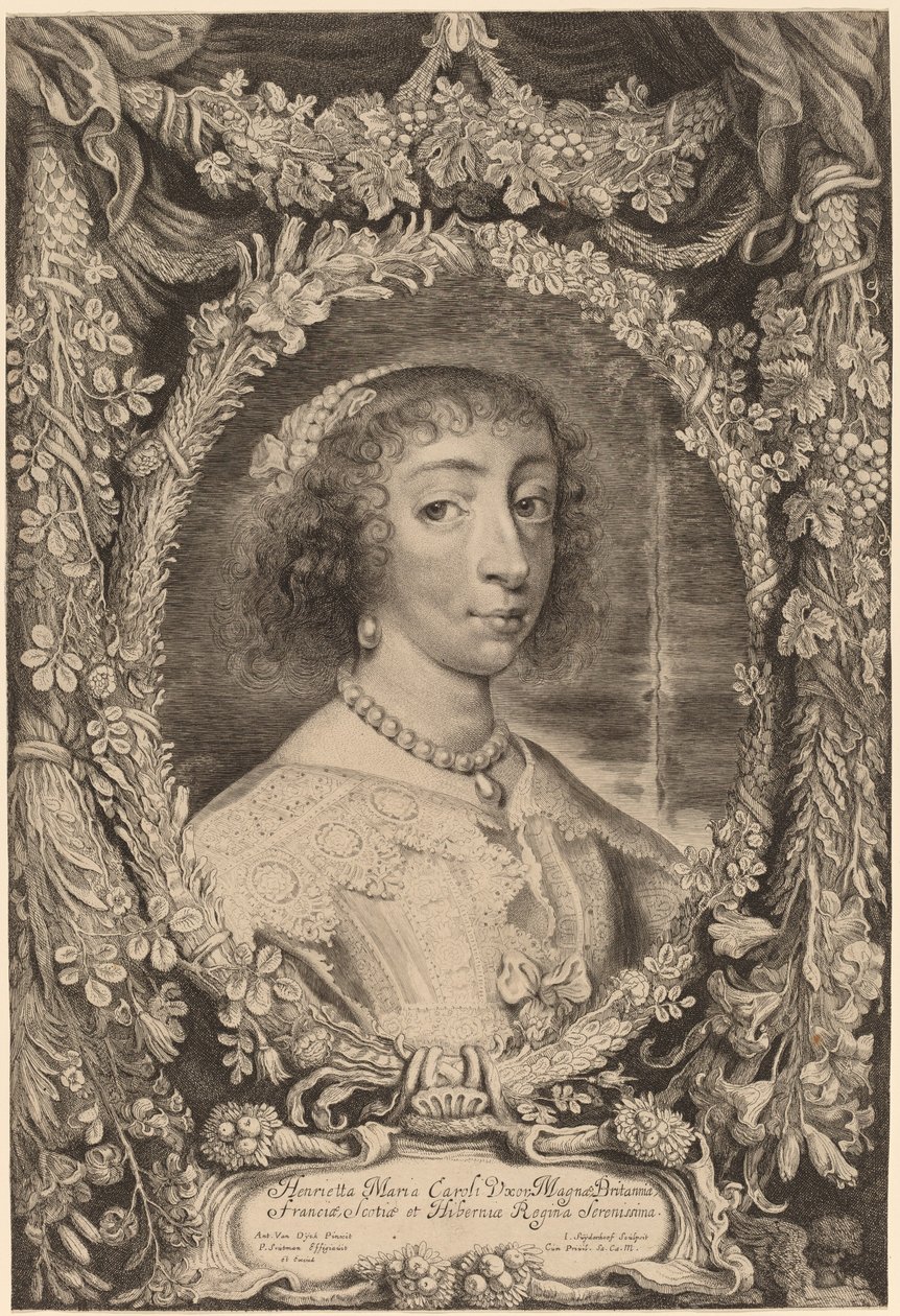 Henrietta Maria, drottning av England av Jonas Suyderhoff after Sir Anthony van Dyck