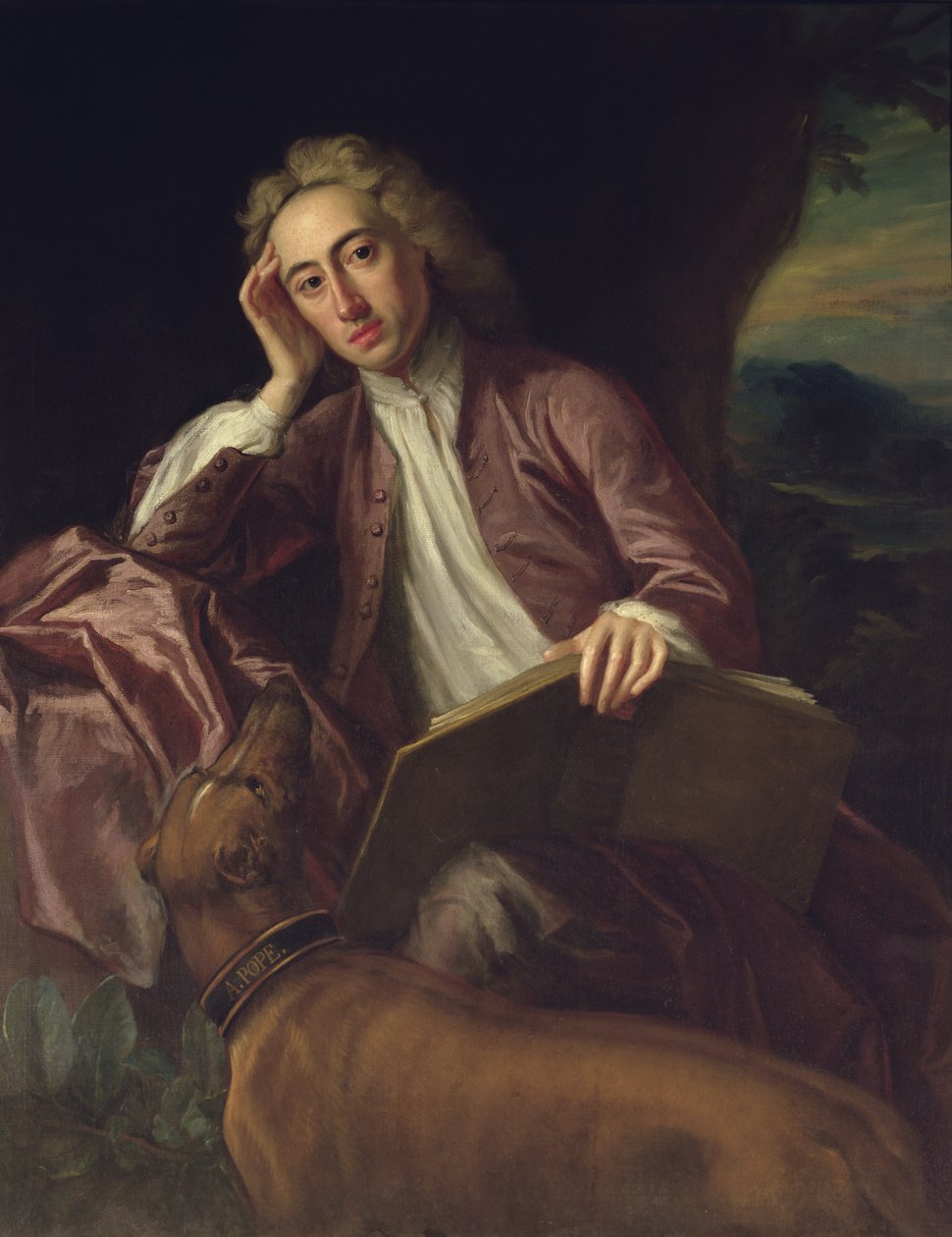 Alexander Pope och hans hund Bounce, ca 1718 av Jonathan Richardson