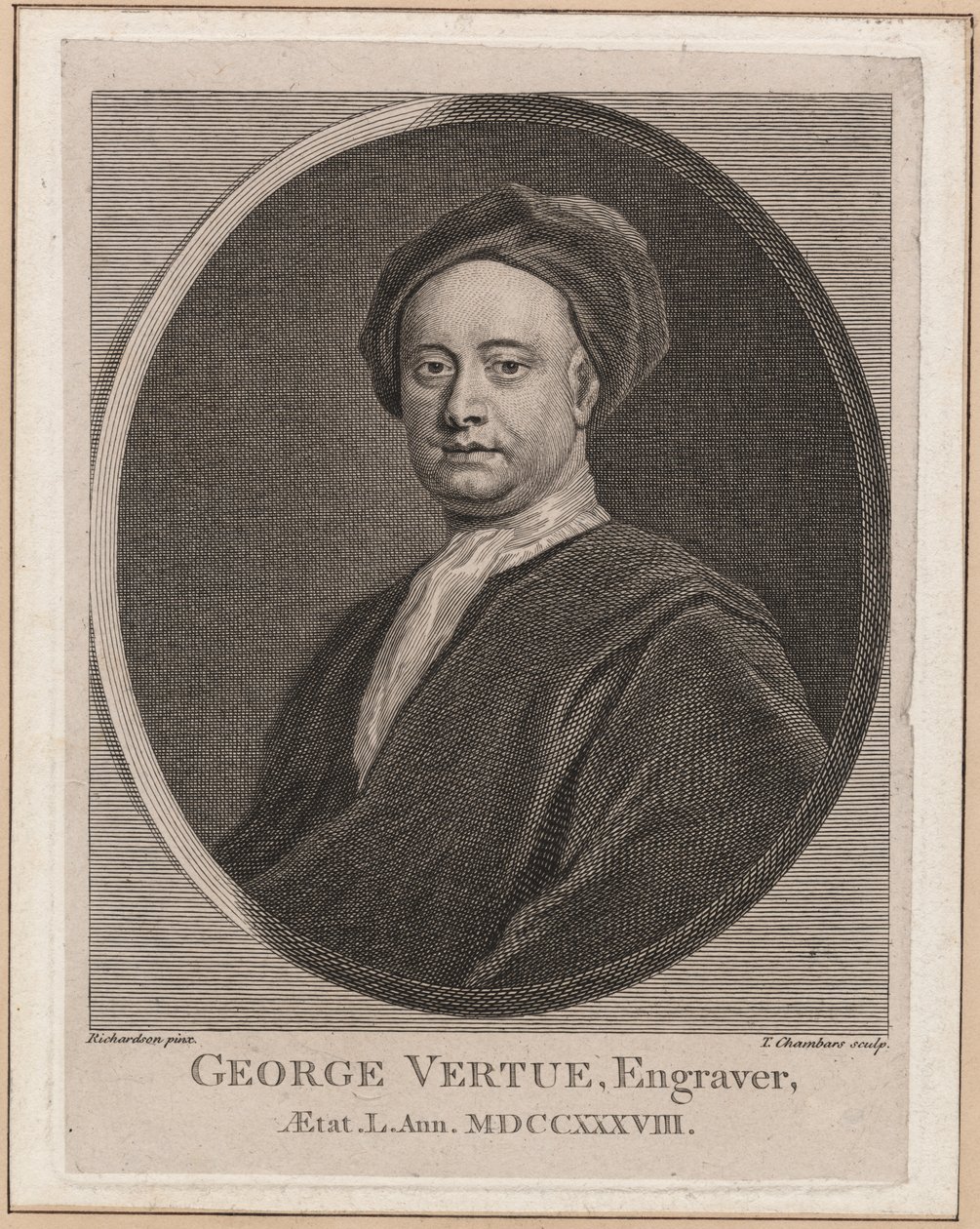 George Vertue, graverad av Thomas Chambars (1724-89), ca 1762 av Jonathan Richardson