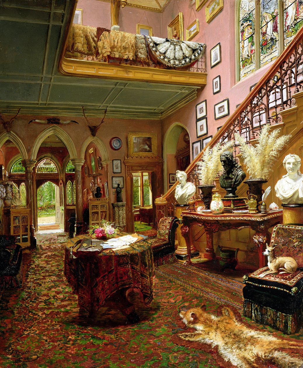 Hall och trapphus i ett lanthus, 1888 av Jonathan Pratt