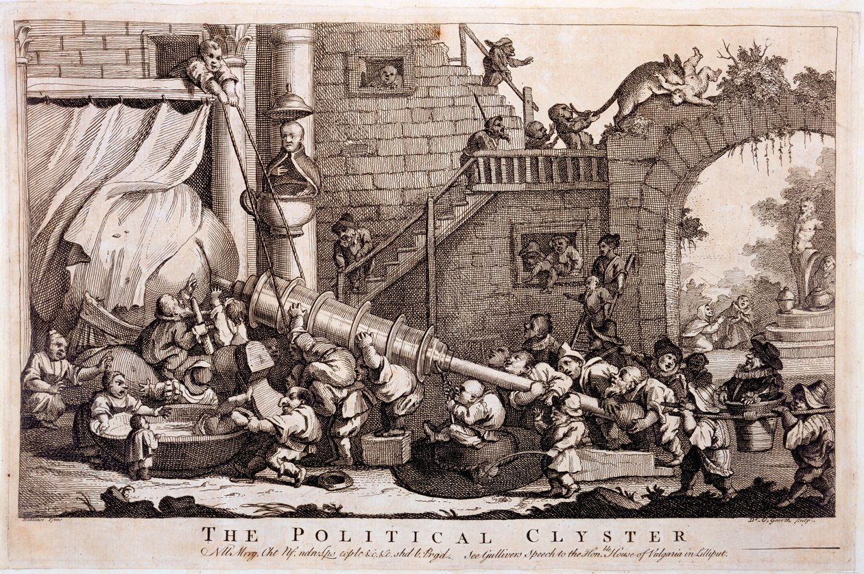 The Political Clyster, tryck av William Hogarth, 1757 av Jonathan Swift