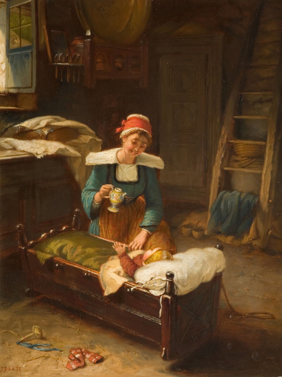 Interiör med mor och barn, 1911. av Jonathon Pratt