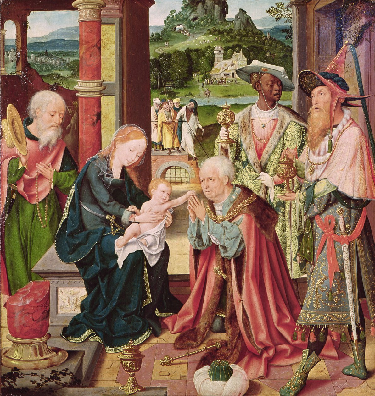 Tillbedjan av Magi av Joos van Cleve