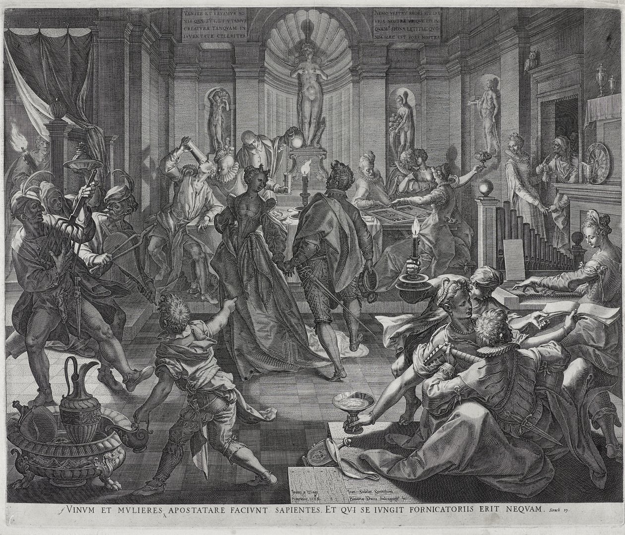 A House of Ill-Fame, graverad av Johannes Sadeler I av Joos or Jodocus van (after) Winghe
