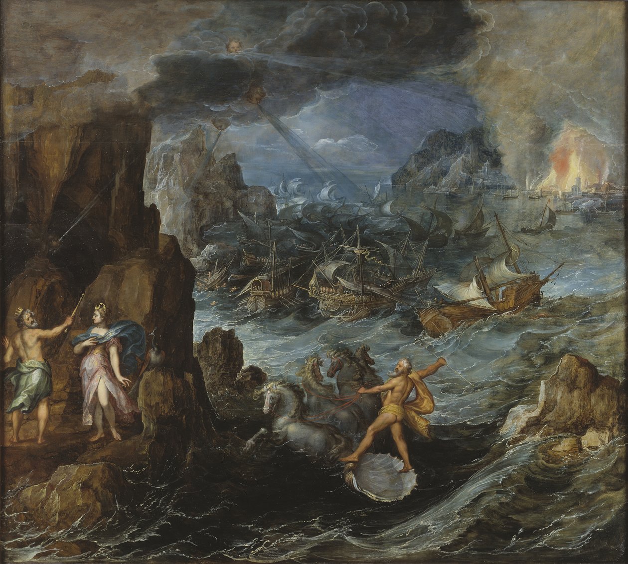 Skeppsbrott av den grekiska flottan på resan hem från Troja, ca 1585-90 av Joos or Josse de Momper