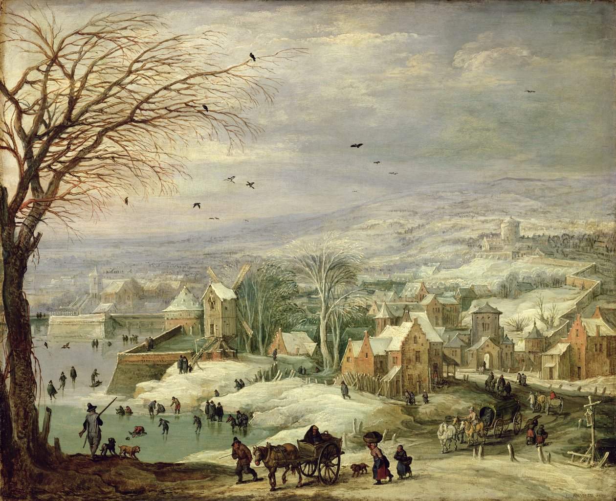 Village Landscape in Winter, c.1615-20 (oil on copper av Joos or Josse de Momper