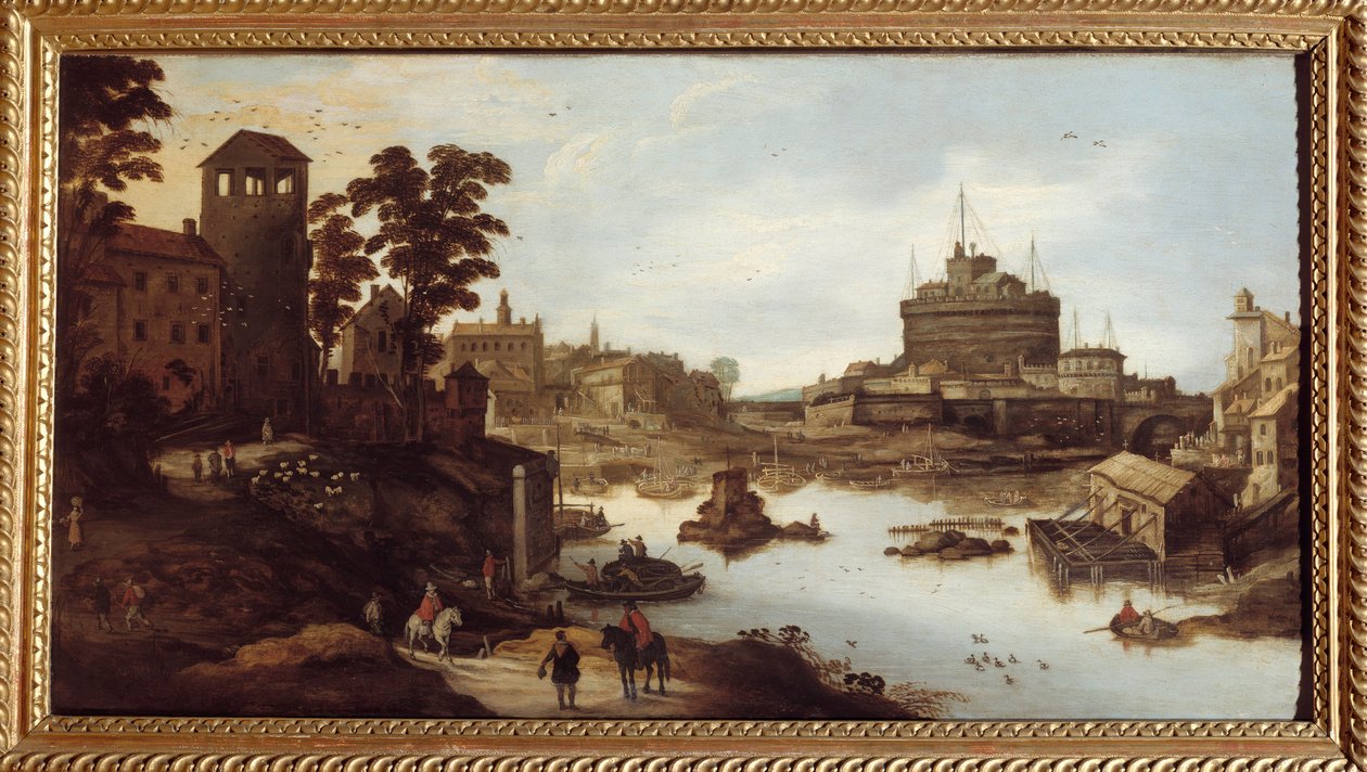 Utsikt över Tibern (Tevere) och Castel Sant