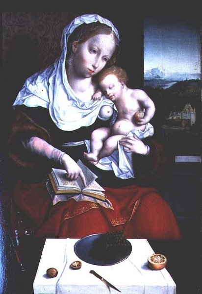 Madonna och barn av Joos van (school of) Cleve