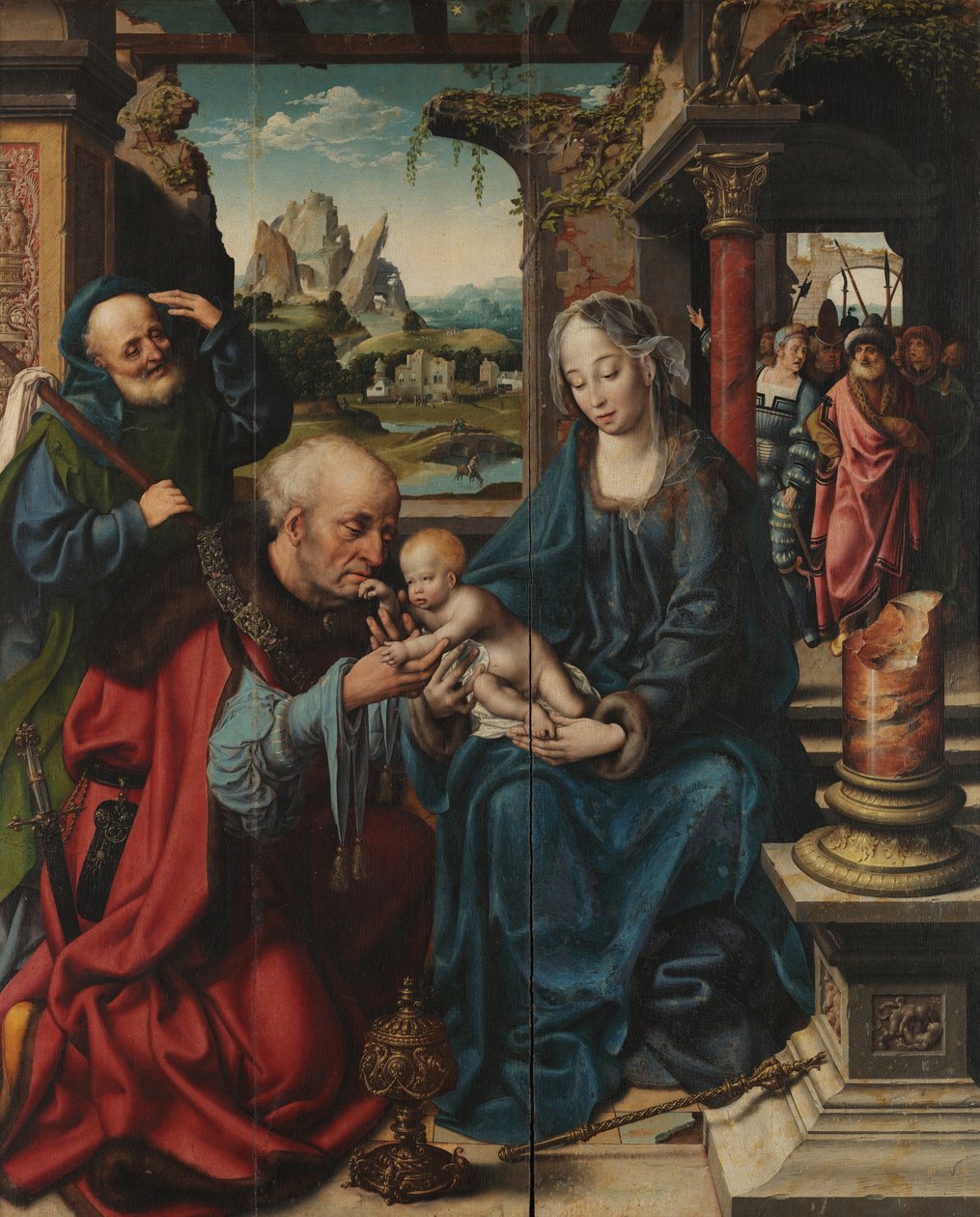 Cleve (tillskriven) - De vises tillbedjan - mittpanelen, ca 1515, Museo e Real Bosco di Capodimonte av Joos van Cleve