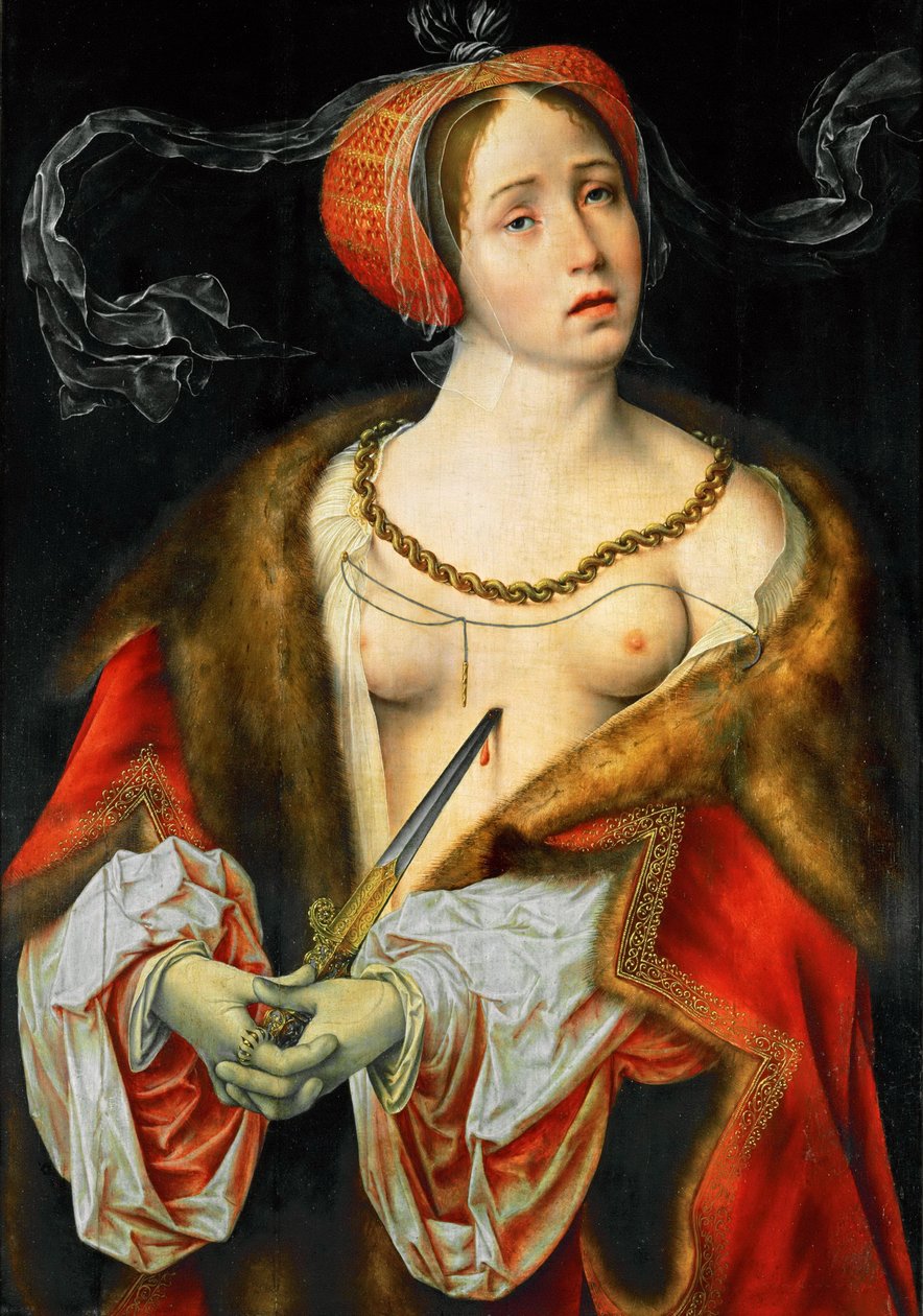 Tidig nederländsk konst: Lucrece - Lucretia par Cleve, Joos van (ca 1485-1540), ca 1521-1525. Olja på trä, 75,7x53,9. Konsthistoriska museet, Vienne av Joos van Cleve