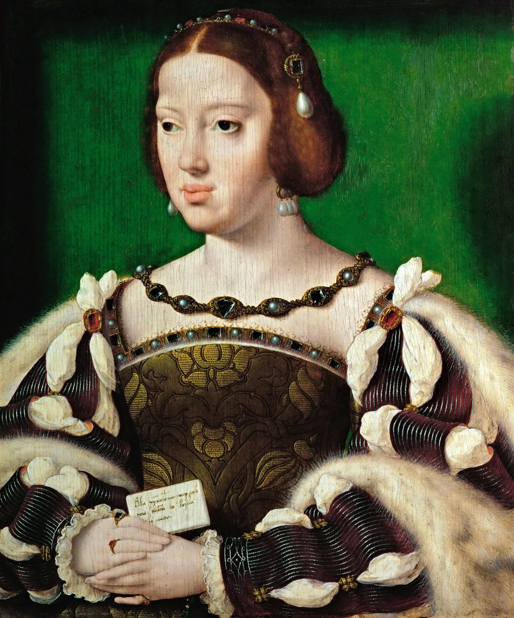Tidig nederländsk konst: Porträtt av drottning Eleanor av Österrike (1498-1558) par Cleve, Joos van (ca 1485-1540), efter 1530. Olja på trä, 35,5x29,5. Konsthistoriska museet, Vienne av Joos van Cleve