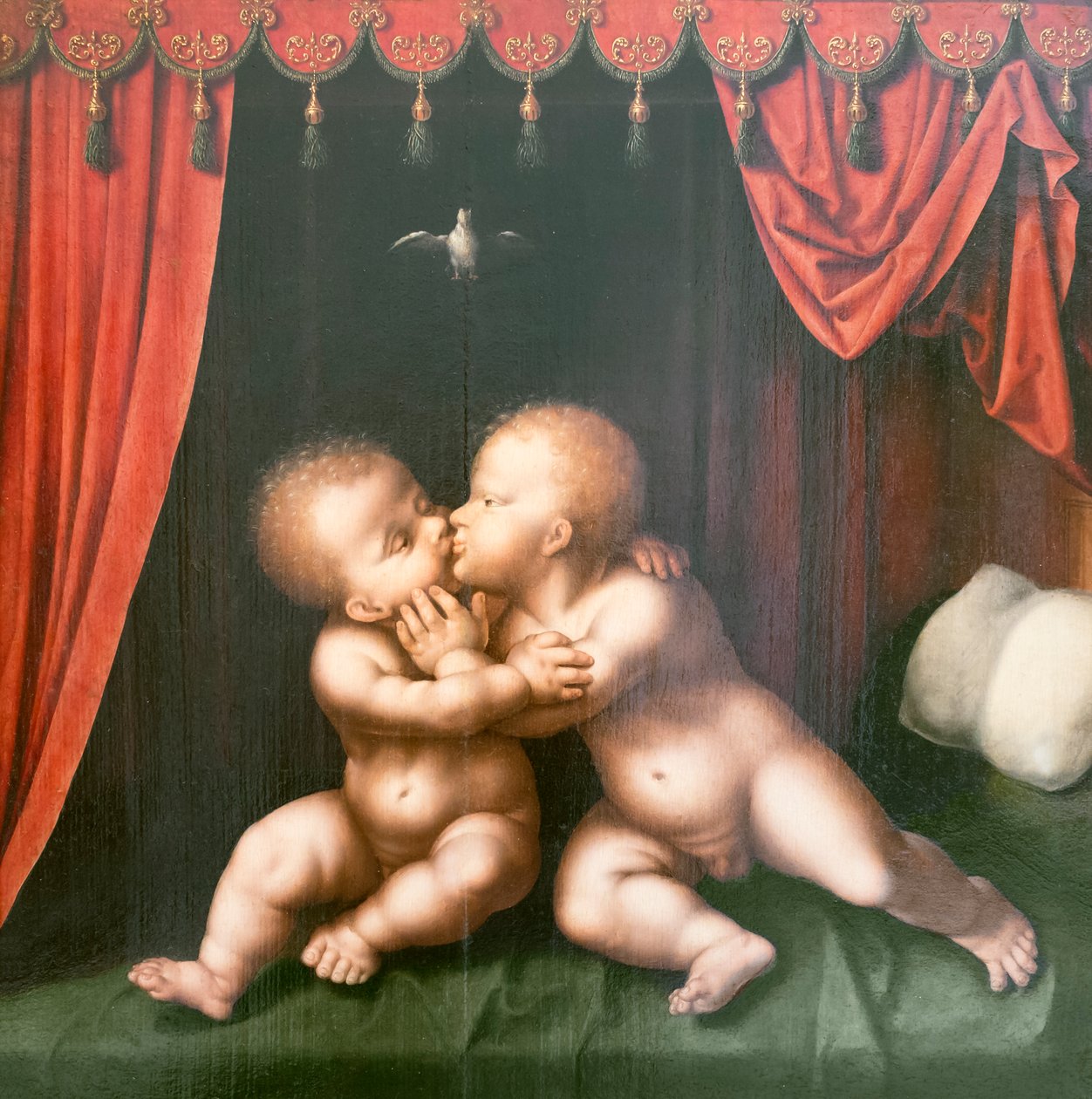 Heliga spädbarn St John the Baptist och Kristus omfamnar av Joos van Cleve