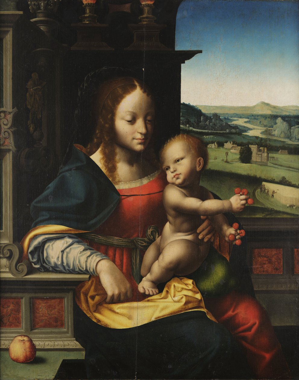 Madonna med barn och frukt av Joos van Cleve