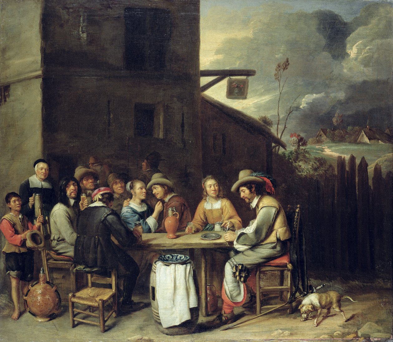 Companions Carousing in front of a Tavern, 1640-50  av Joos van Craesbeeck