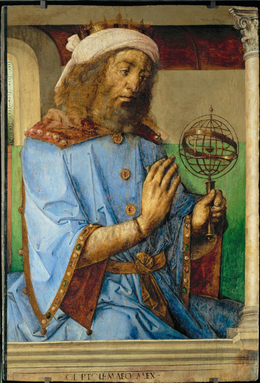 Claudius Ptolemaios, grekisk astronom och geograf... av Joos van Gent (fl.1460 75)