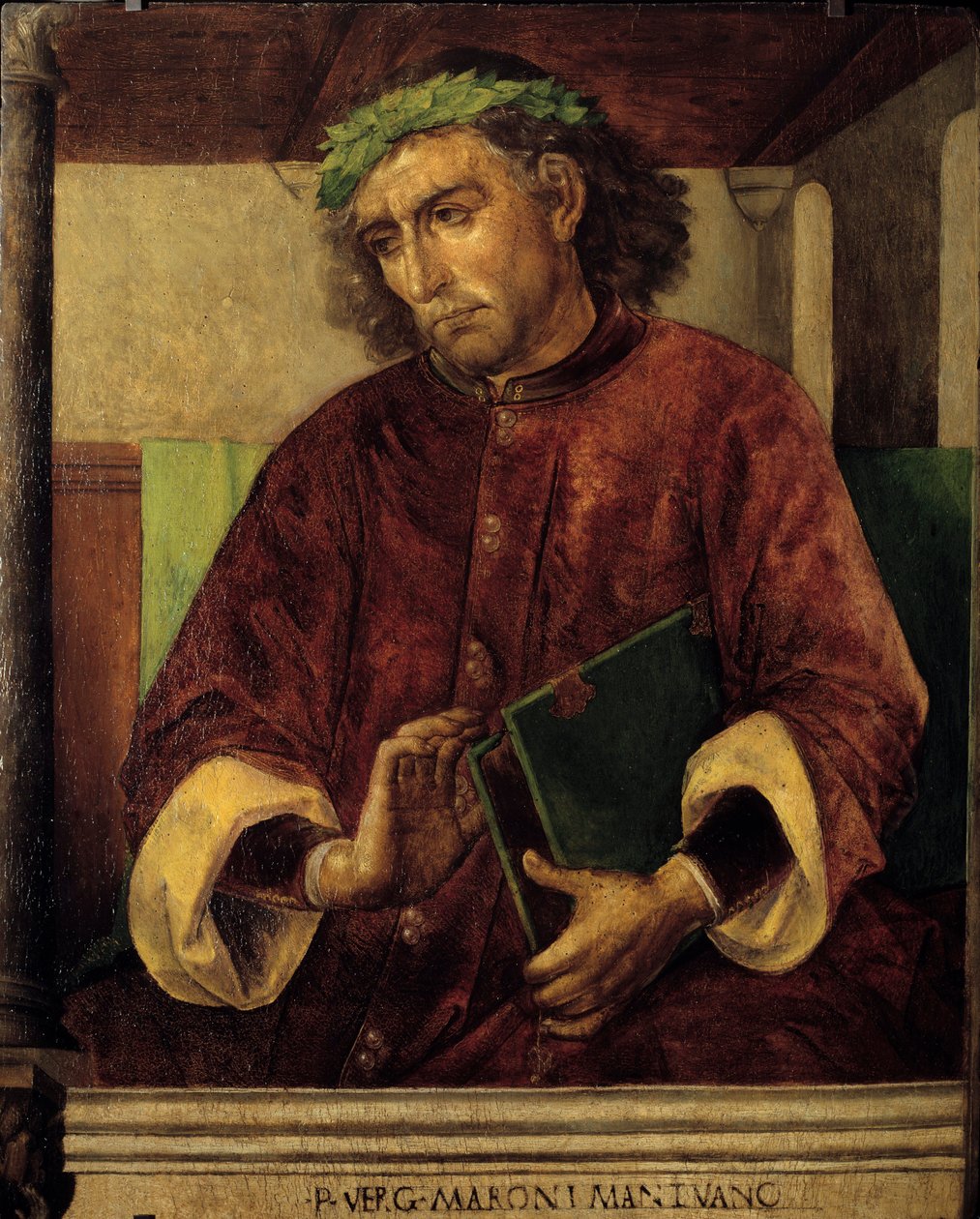 Porträtt av Vergilius (Virgilio, 70-19 f.Kr.), romersk poet och författare. Målning av Just Ghent (1435-1480) Ec. Flam av Joos van Gent (fl.1460 75)