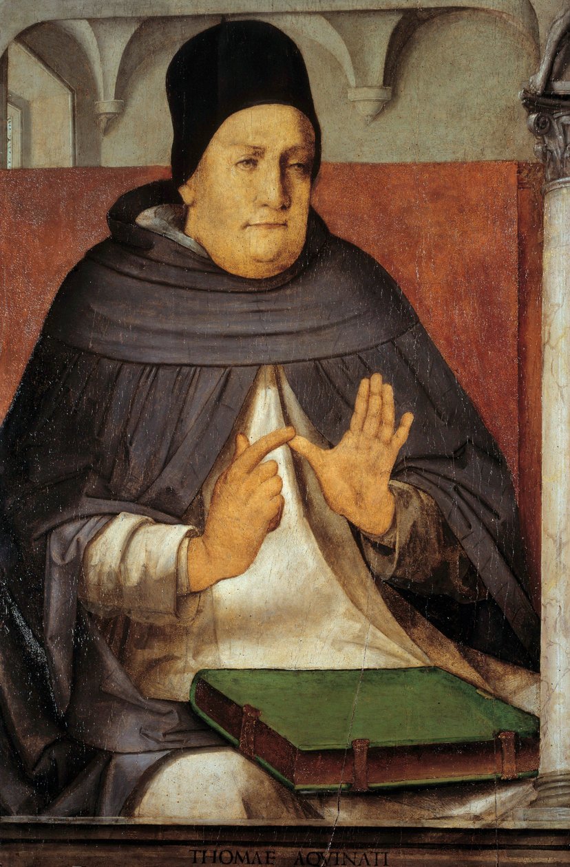 Representation av Sankt Thomas av Aquino (1225-1274) Doktor i kyrkan Målning på trä av Juste de Ghent (Joos van Wassenhove) (omkring 1435-cirka 1475) (ec.flam.) 1400-talet sön. 1,14x0,76 m av Joos van Gent (fl.1460 75)