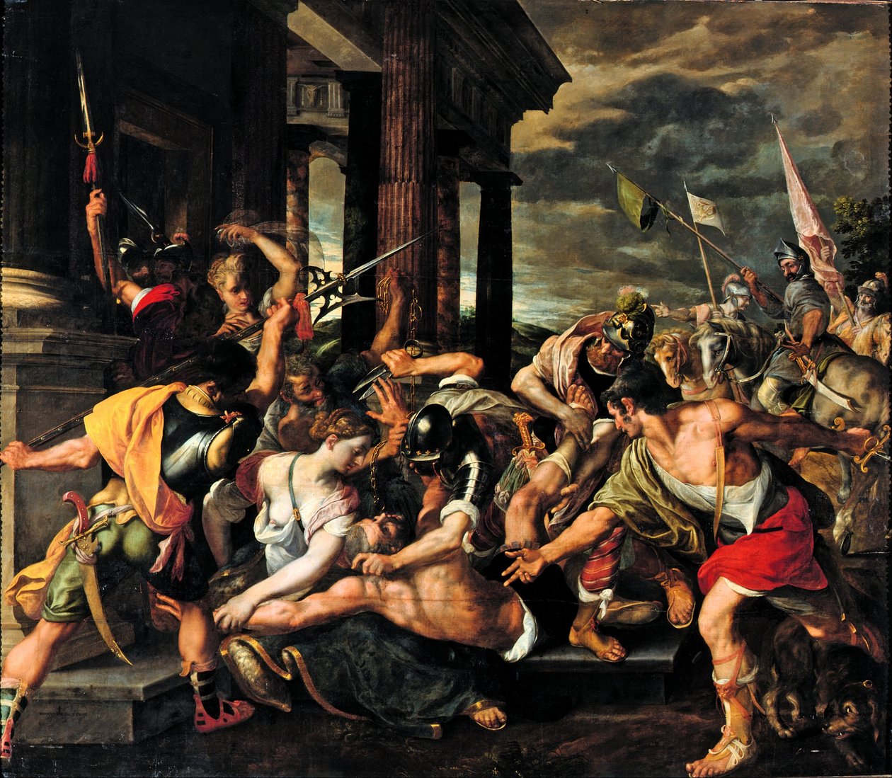 Delilahs svek och Samsons fängelse av filistéerna av Joos van Winghe
