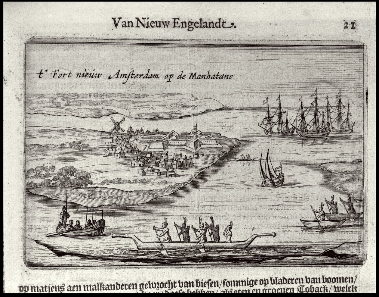 Utsikt över New Amsterdam, 1626-28 (kopparstick) av Joost Hartgers