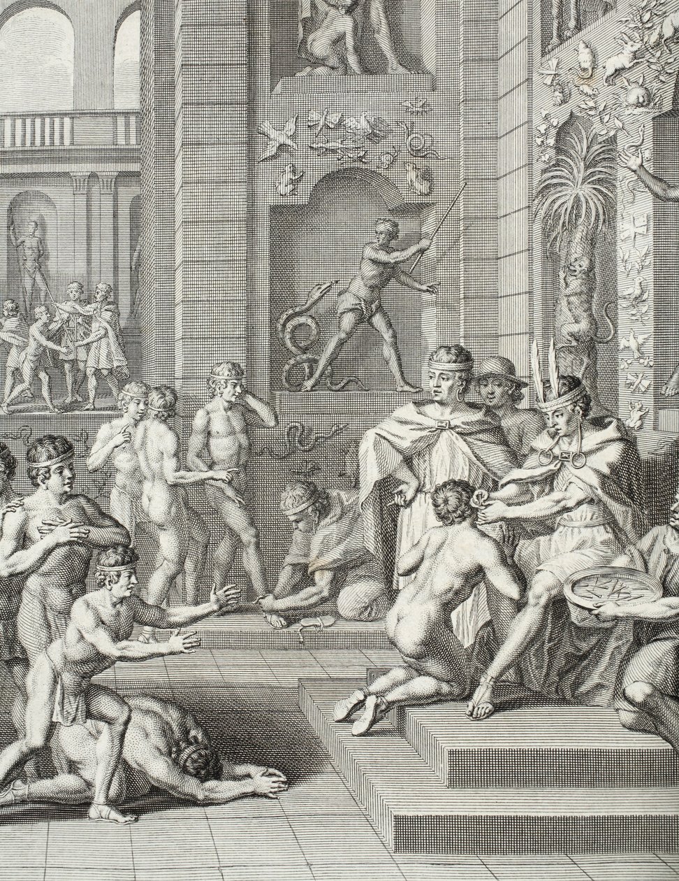 Inkaceremonier som observerades av blodprinsarnas riddare, från "Voyage Historique de l