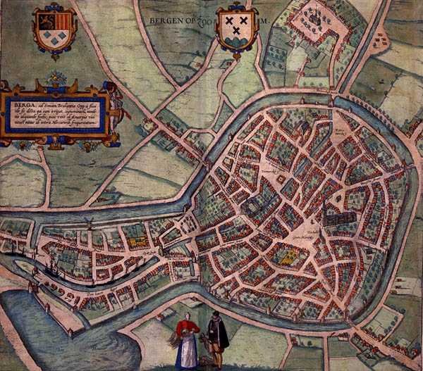 Karta över Bergen op Zoom, från 