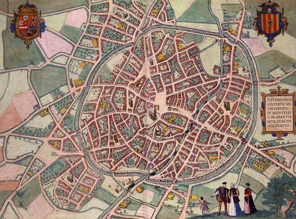 Karta över Mechelen, från 
