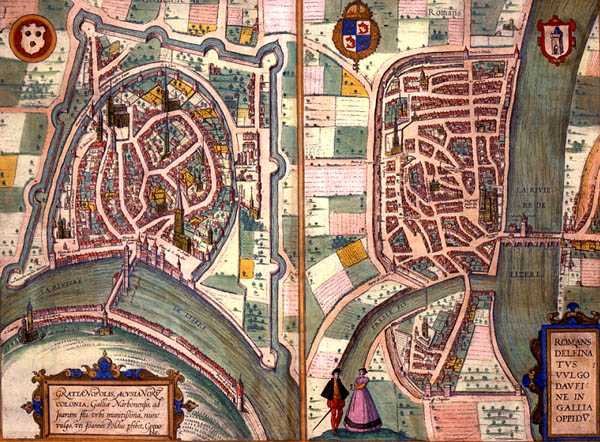 Kartor över Grenoble och Romans-sur-Isere, från 