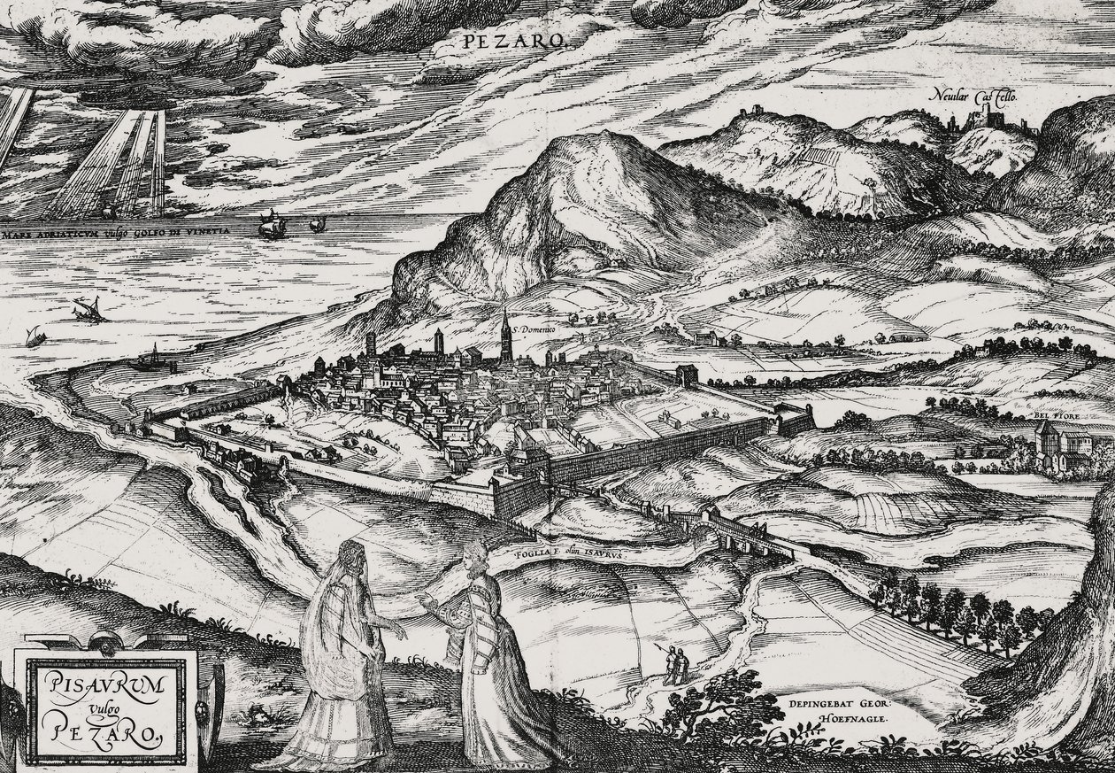 Staden Pesaro, gravyr av Joris Hoefnagel (1542-1601) av Joris Hoefnagel