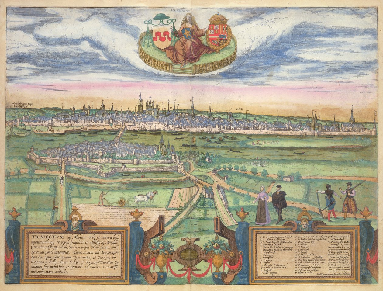 Europeisk stad, från "Civitates Terrarum" av Georg Braun (1541-1622) och Frans Hogenberg (1535-90) 1575 (färggravyr) av Joris Hoefnagel