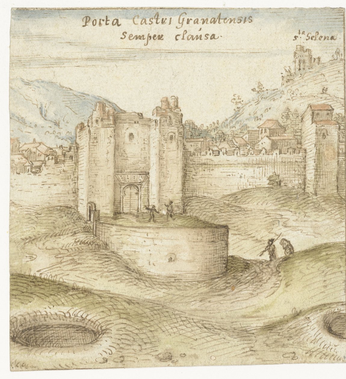 Stängd port till slottet (Alhambra) i Granada av Joris Hoefnagel