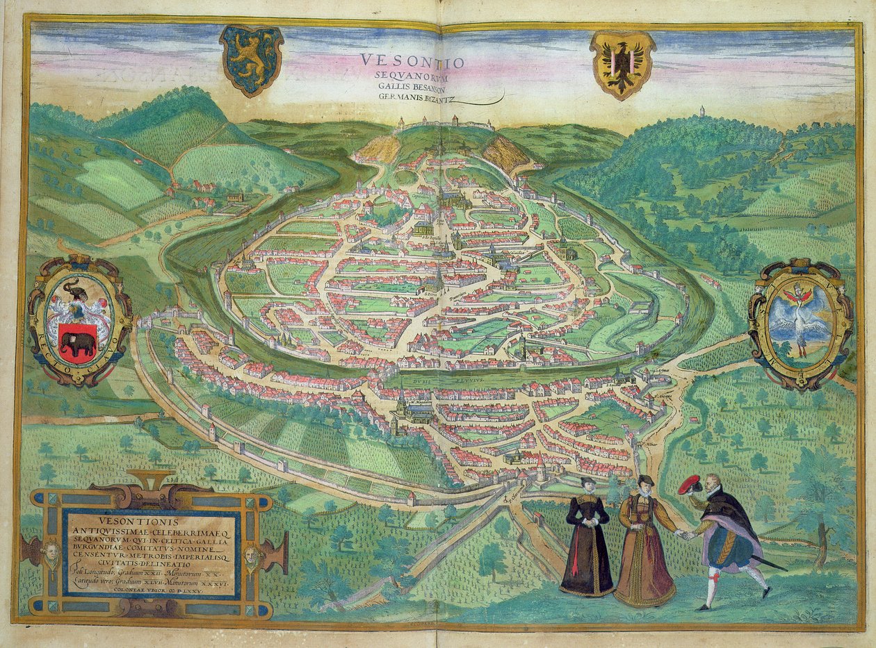 Karta över Besançon, från 