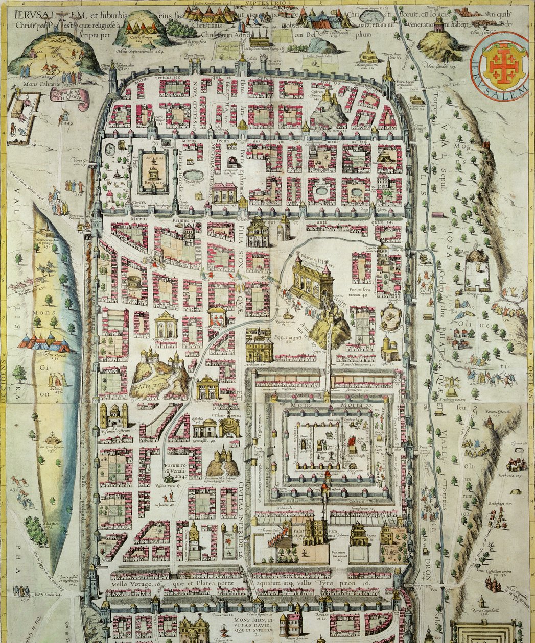 Karta över Jerusalem och det omgivande området, från 