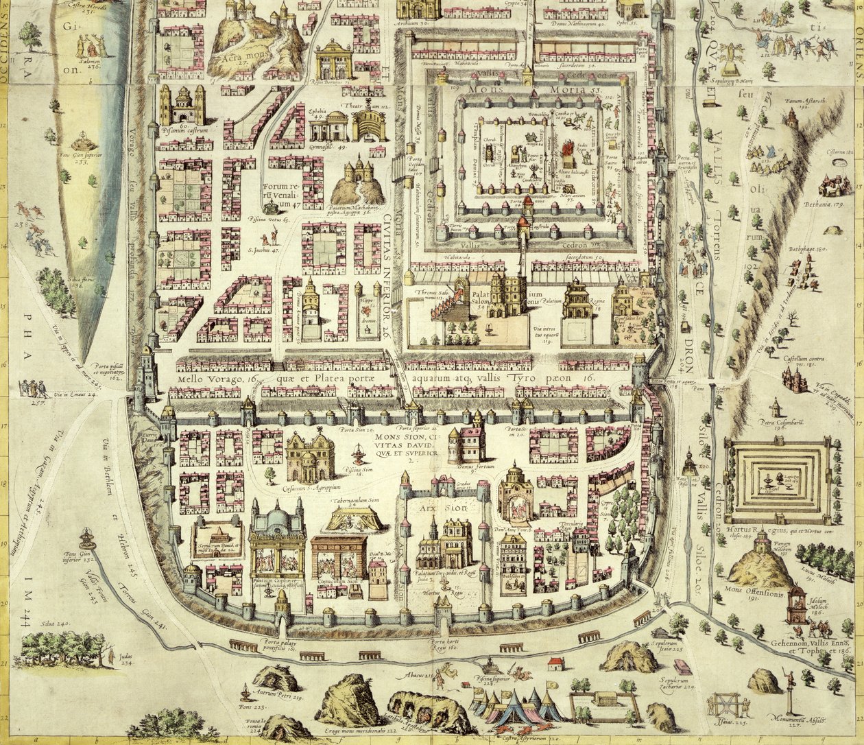 Karta över Jerusalem och det omgivande området, från 