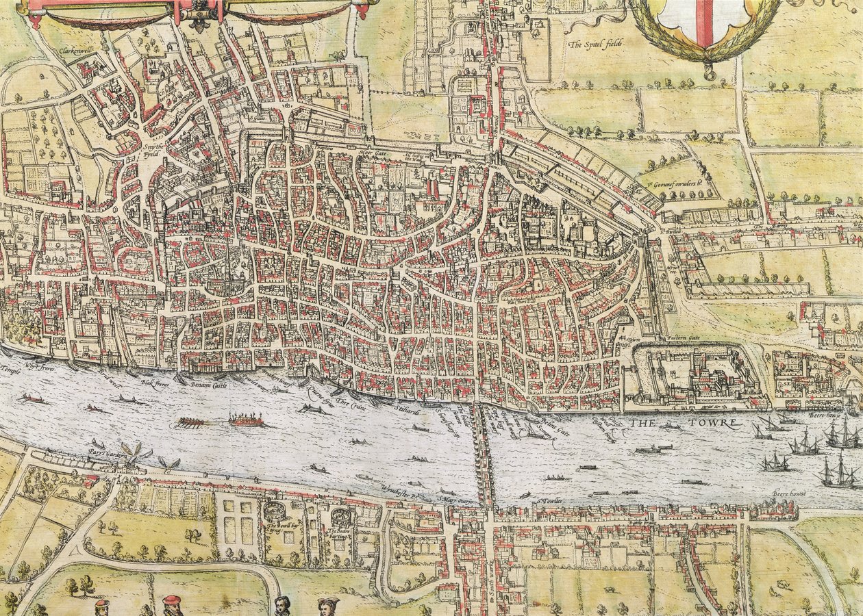 Karta över London, från "Civitates Orbis Terrarum", av Georg Braun (1542-1622) och Frans Hogenburg (1635-90), ca 1572. av Joris Hoefnagel