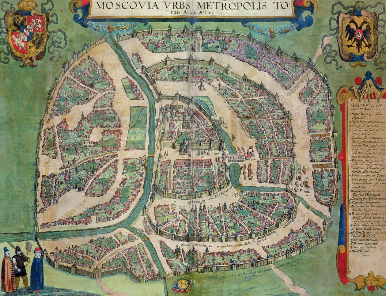 Karta över Moskva, från "Civitates Orbis Terrarum" av Georg Braun (1541-1622) och Frans Hogenberg (1535-90) ca 1572-1617 av Joris Hoefnagel