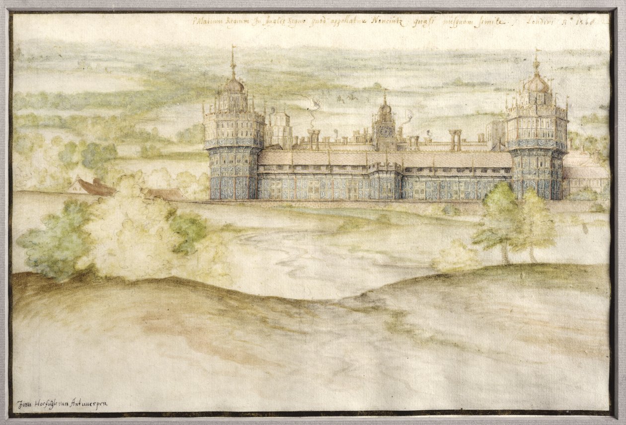 Utsikt över Nonsuch Palace i Surrey, 1567-8 av Joris Hoefnagel