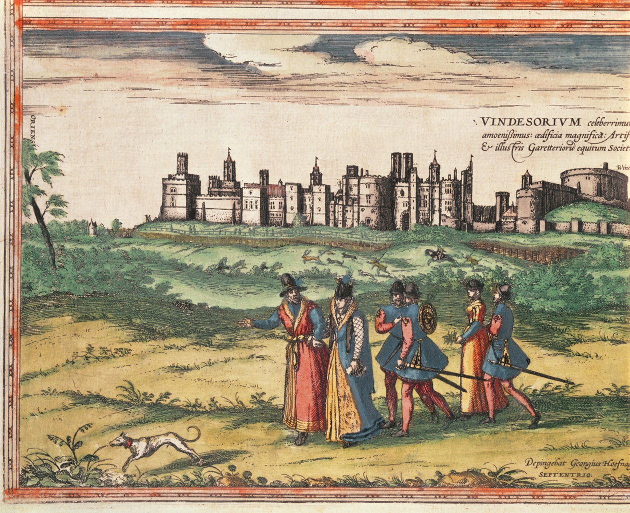 Vy över Windsor Castle, från "Civitates Orbis Terrarum" av Georg Braun (1541-1622) och Frans Hogenberg (1535-90) 1599 av Joris Hoefnagel