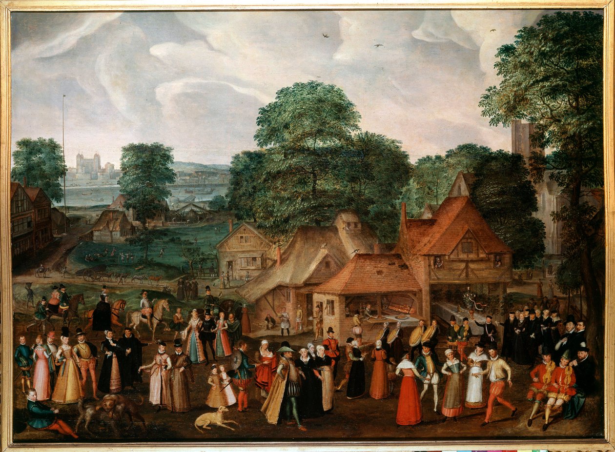 Bröllopsfest i Berdmondsey Målning av Georges Hoefnagel (1542-1601) (ec.engl.) 1600 Privat samling av Joris Hoefnagel
