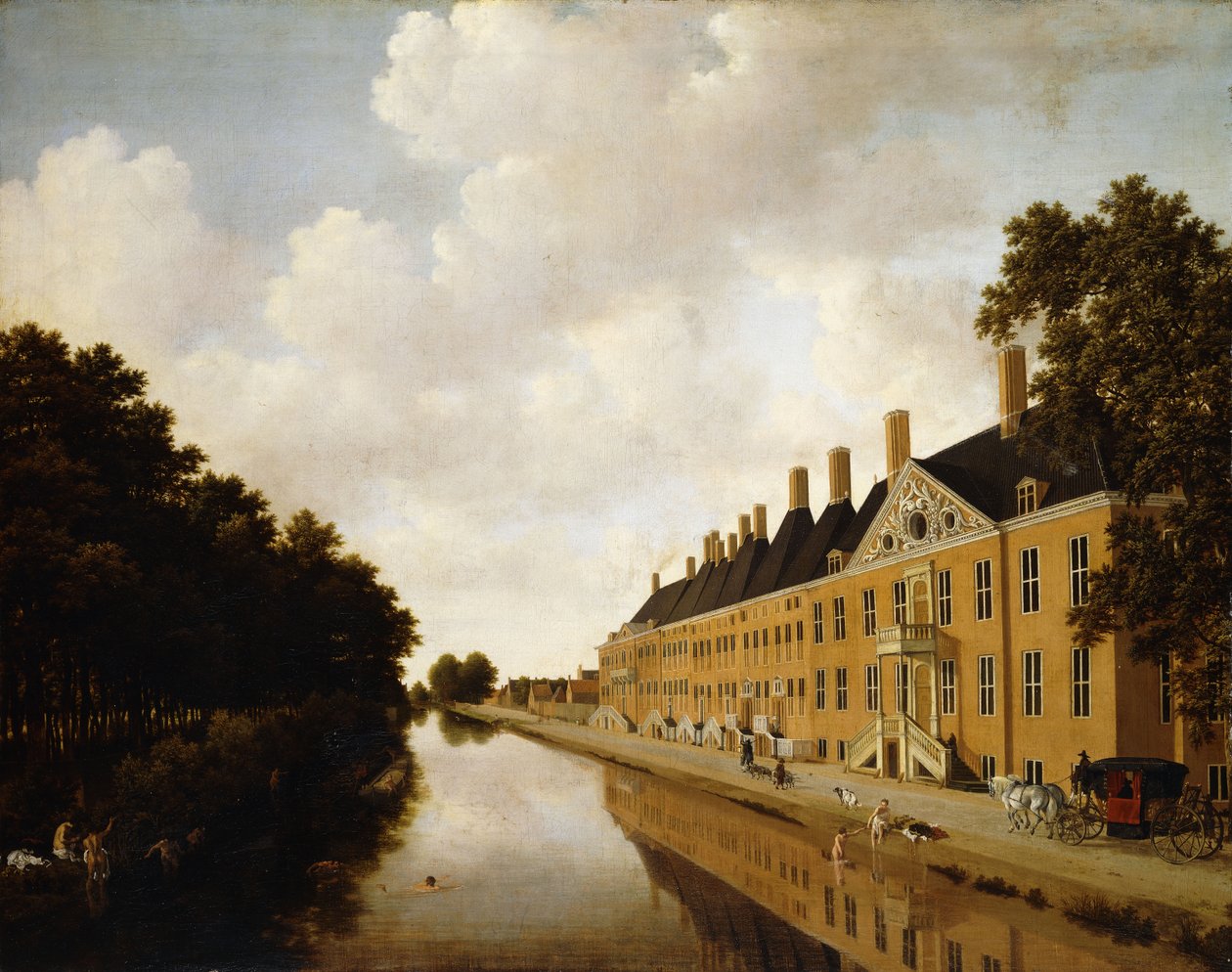 En utsikt över Princessgracht, Haag, med utsikt mot Bezuidenhoutseweg och Post Singelgracht, ca 1660 av Joris van der Hagen