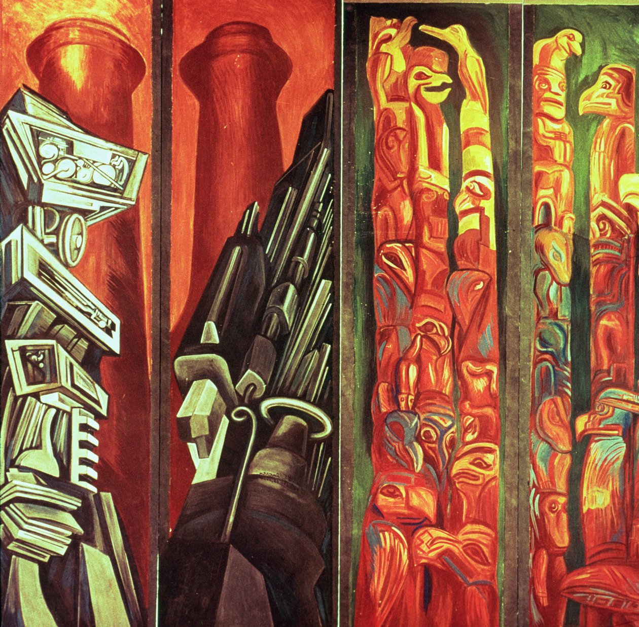 Dekorativ panel III, från The Epic of American Civilization av José Clemente Orozco