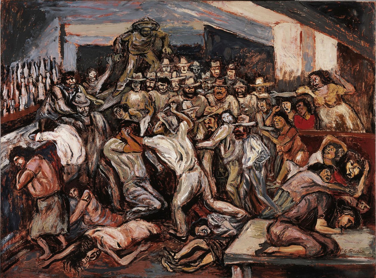 Gräl i en kabaré, 1944. av José Clemente Orozco
