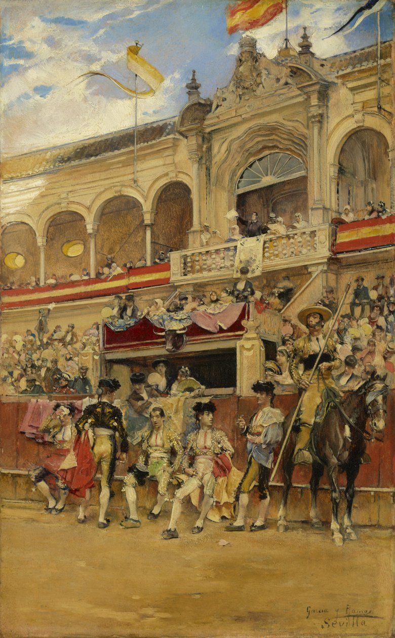 Inne i tjurfäktningsarenan, ca 1880 av José García Ramos