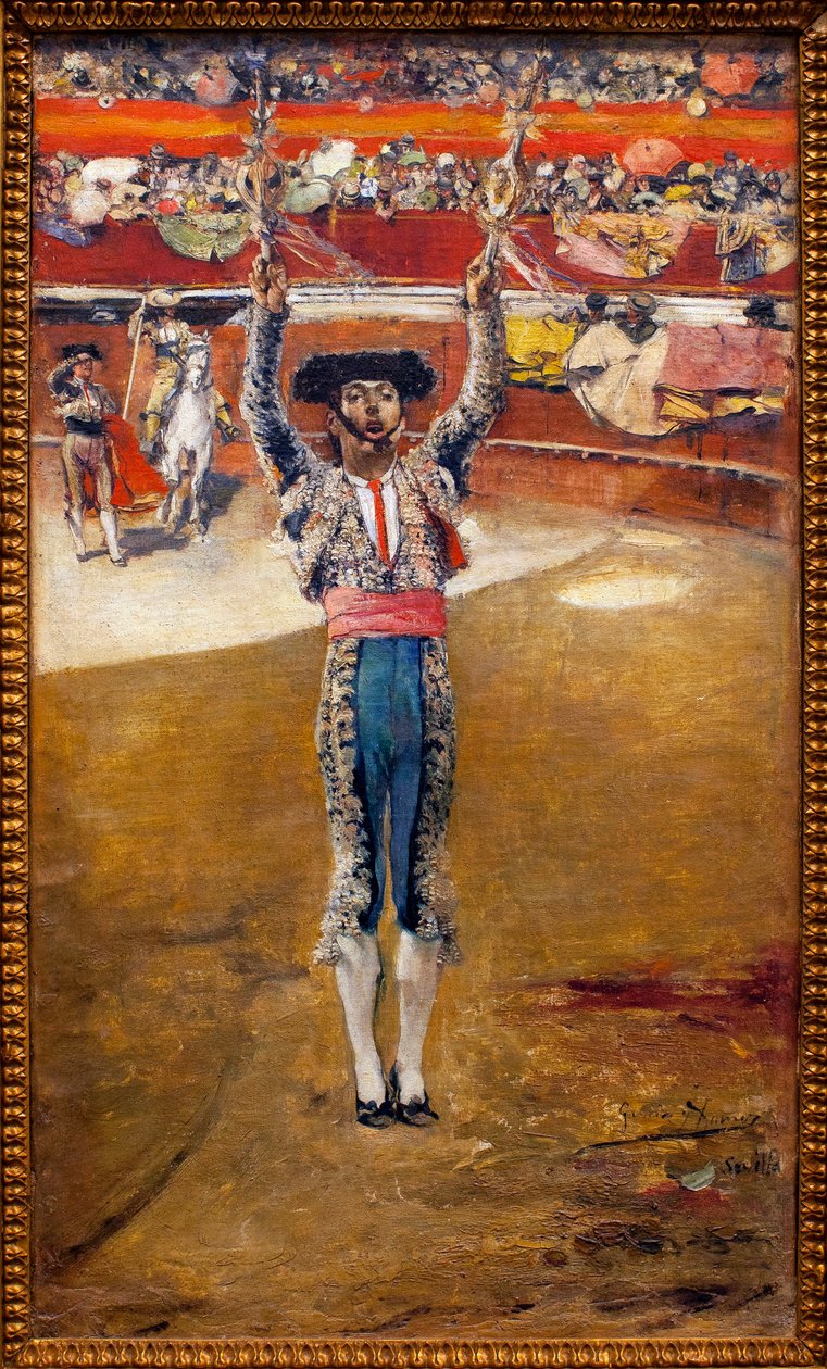 Laying the banners - Målning av Jose Garcia Ramos (1852-1912), Olja på duk - Museum of Fine Arts i Sevilla, Spanien av José García Ramos