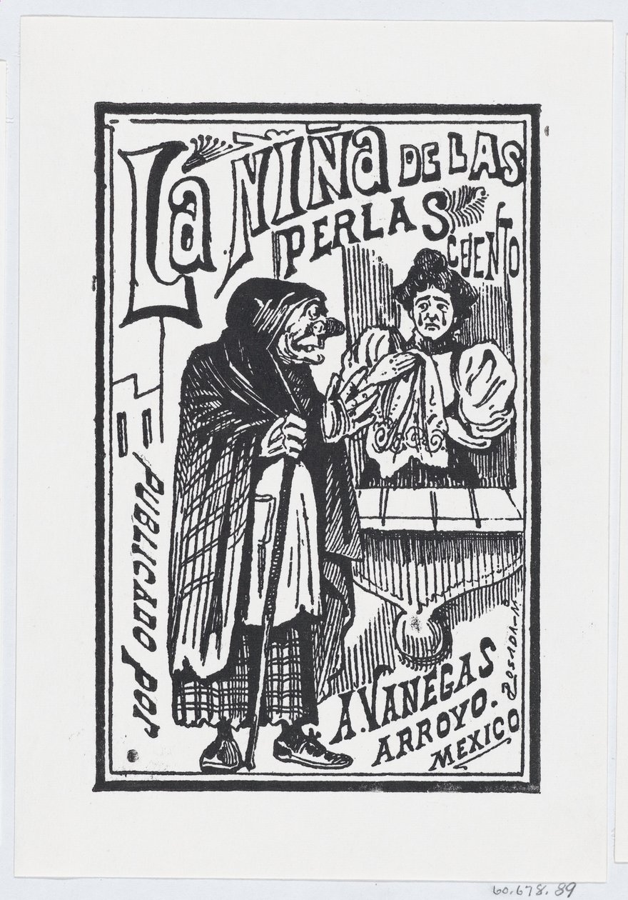En kvinna som gråter med en näsduk i handen och pratar med en gammal kärring, illustration..., ca. 1880-1910. av José Guadalupe Posada