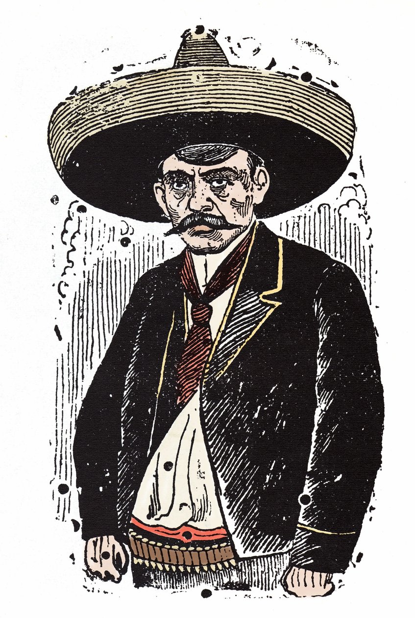 Emiliano Zapata (1880-1919), mexikansk revolutionär. Xylografi av Jose Guadalupe Posada (1852-1913). av José Guadalupe Posada