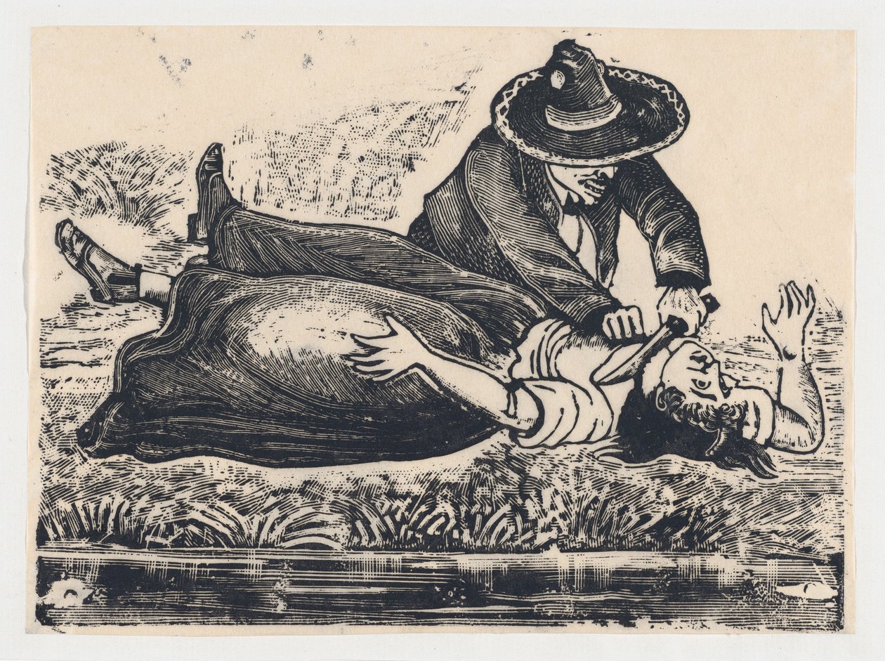 Francisco Guerrero, västmakaren och halsskuren, mördade en kvinna, ca. 19..., ca. 1905-1910. av José Guadalupe Posada