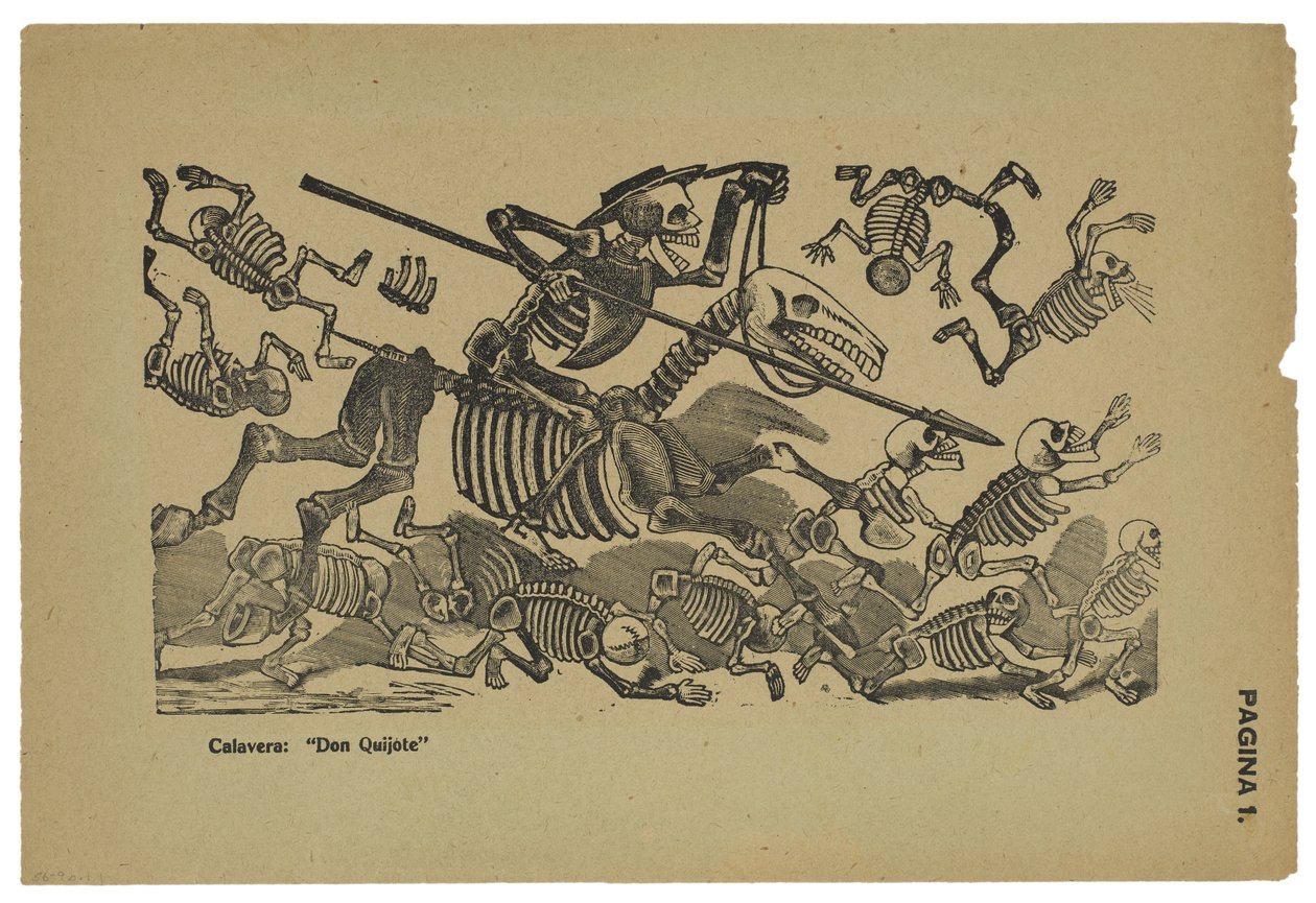 Don Quijotes skallar, ca 1910-13, tryckt 1943 (foto-relief etsning med gravyr) av José Guadalupe Posada