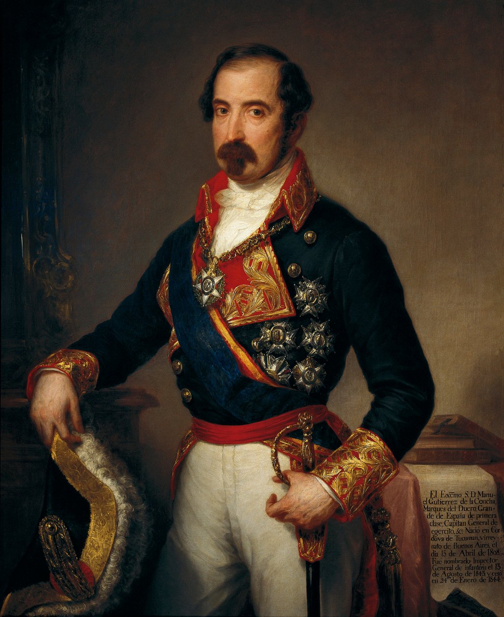 Porträtt av Manuel Gutierrez de la Comcha i Irigoyen (1808-1874), markis av Duero av José Gutiérrez de la Vega