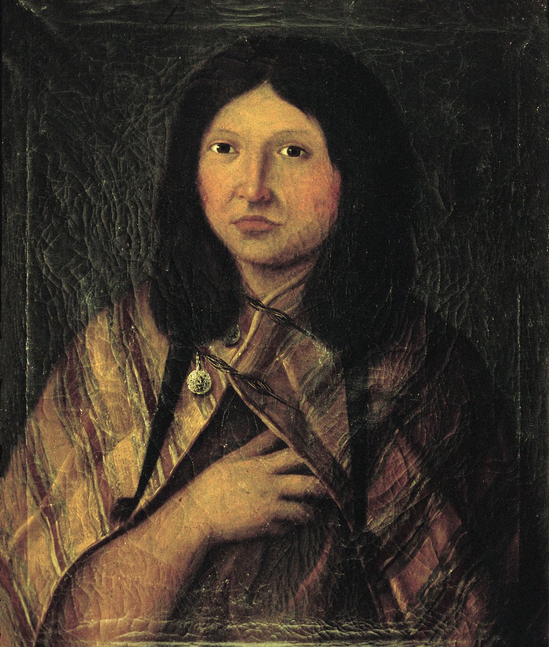 Porträtt av en indisk kvinna från Patagonien, teckning gjord under Alessandro Malaspinas expedition till Sydamerika ca. 1791 (ritning) av José del Pozo